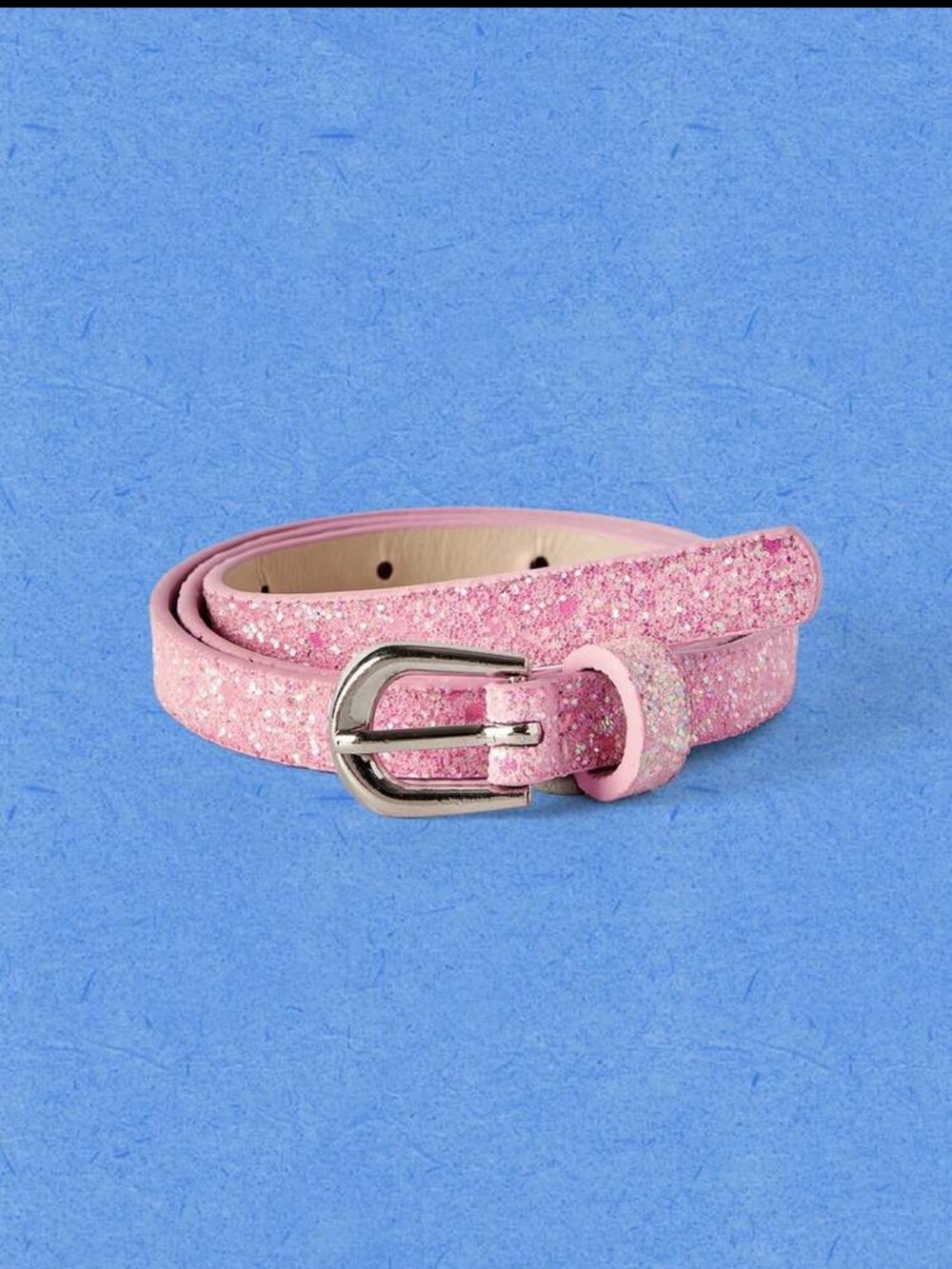 Pink Glitter Skinny Belt for Women